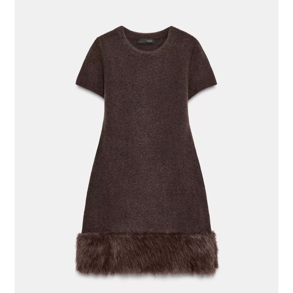 Faux fur knit dress